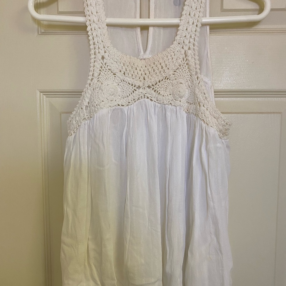 Rip Curl Cream Cropped Smocked Tank Top